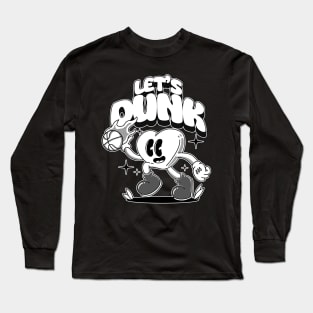 love cartoon basketball b&w Long Sleeve T-Shirt